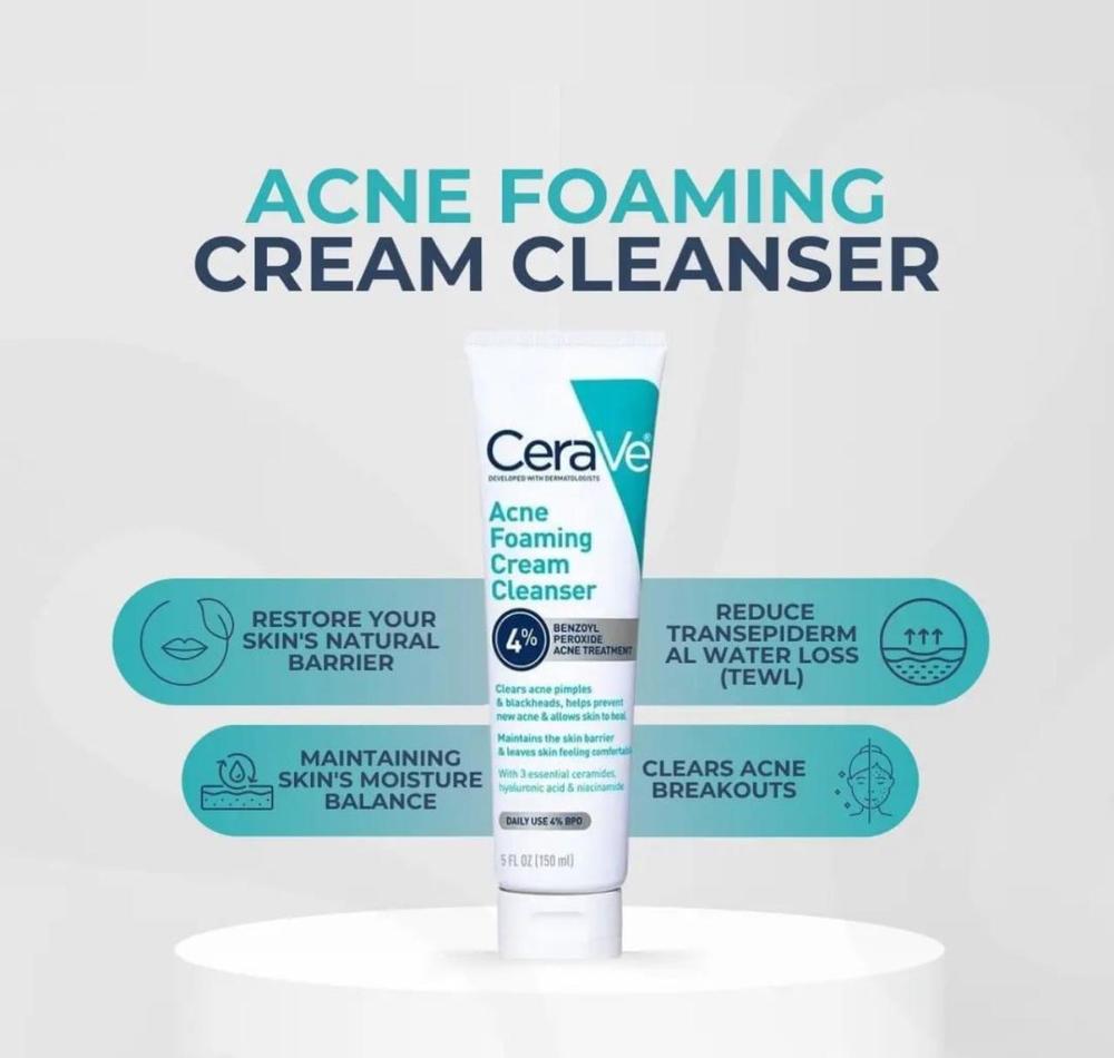 Cera veAcne Foaming Cleanser | Salicylic Acid Face Wash for Oily & Acne-Prone Skin - 150ml