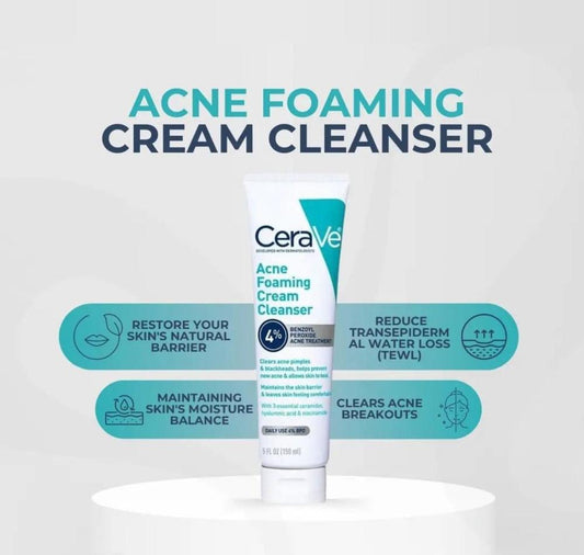 Cera veAcne Foaming Cleanser | Salicylic Acid Face Wash for Oily & Acne-Prone Skin - 150ml