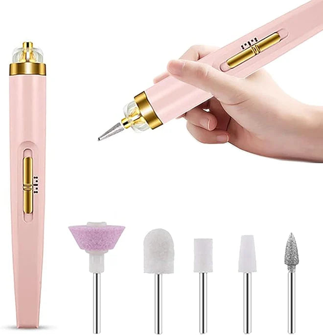 Electric Nail Drill with 5 Interchangeable Heads for Manicure and Pedicure